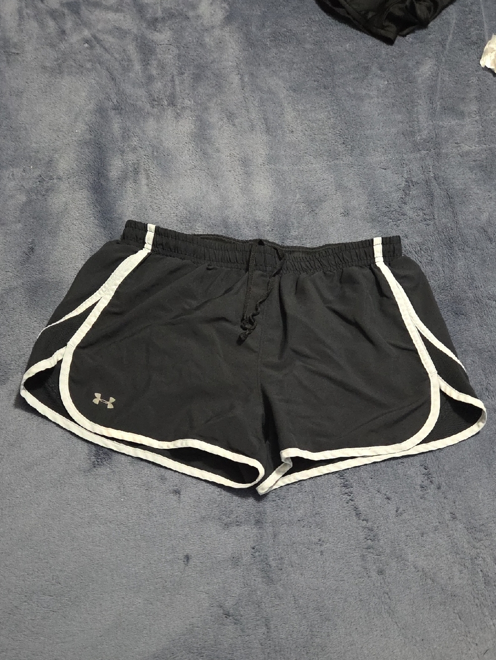 Under Armour Black Athletic Shorts with White Piping